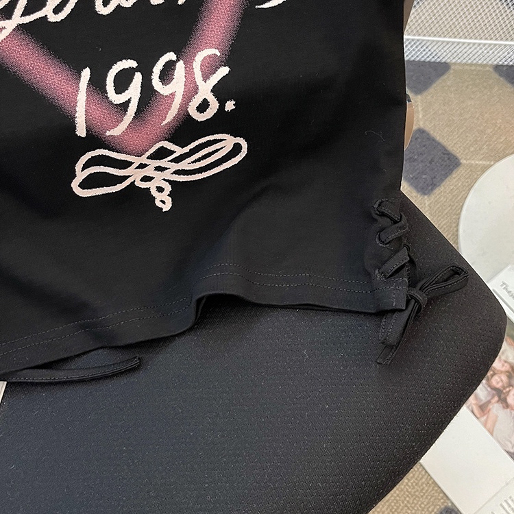 SUXI Áo Thun Croptop Tay Ngắn Dáng Ôm In Họa Tiết Khoét Lỗ Thời Trang Cho Nữ