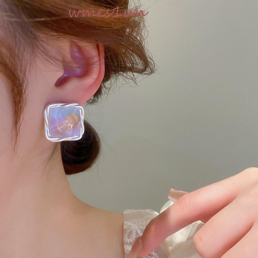 Bông Tai Dạng Thạch Mặt Màu Sắc Nhẹ Nhàng Phong Cách Hàn Quốc WMES15H Cho Nữ