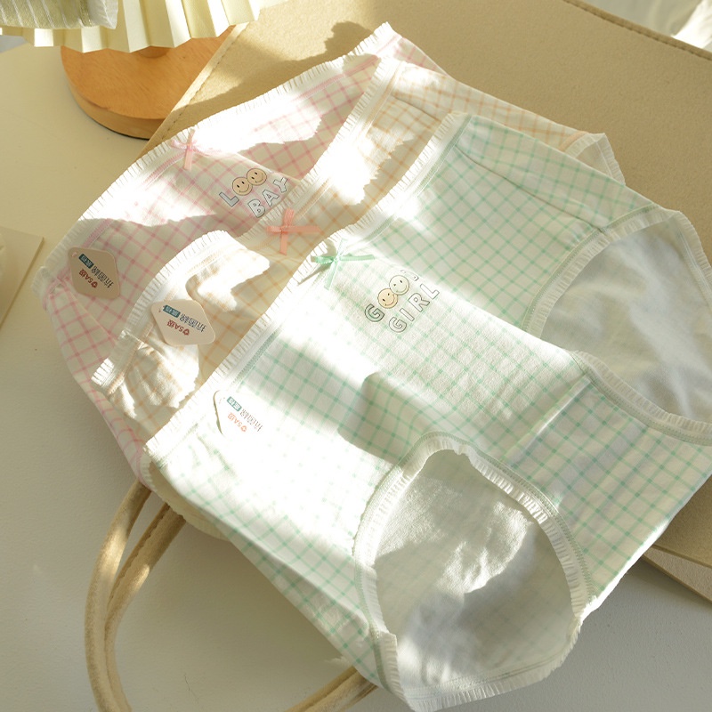 Quần Lót In Họa Tiết Hoạt Hình Đính Nơ Phối Ren Phong Cách Hàn Quốc Cho Nữ