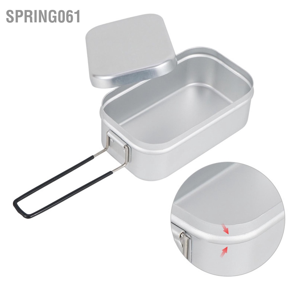 Spring061 Hộp Cơm Bằng Nhôm Có Tay Cầm Gấp Di Động Thép Không Gỉ Trọng Lượng Nhẹ Nấu Bento Cho Dã Ngoại Ngoài Trời
