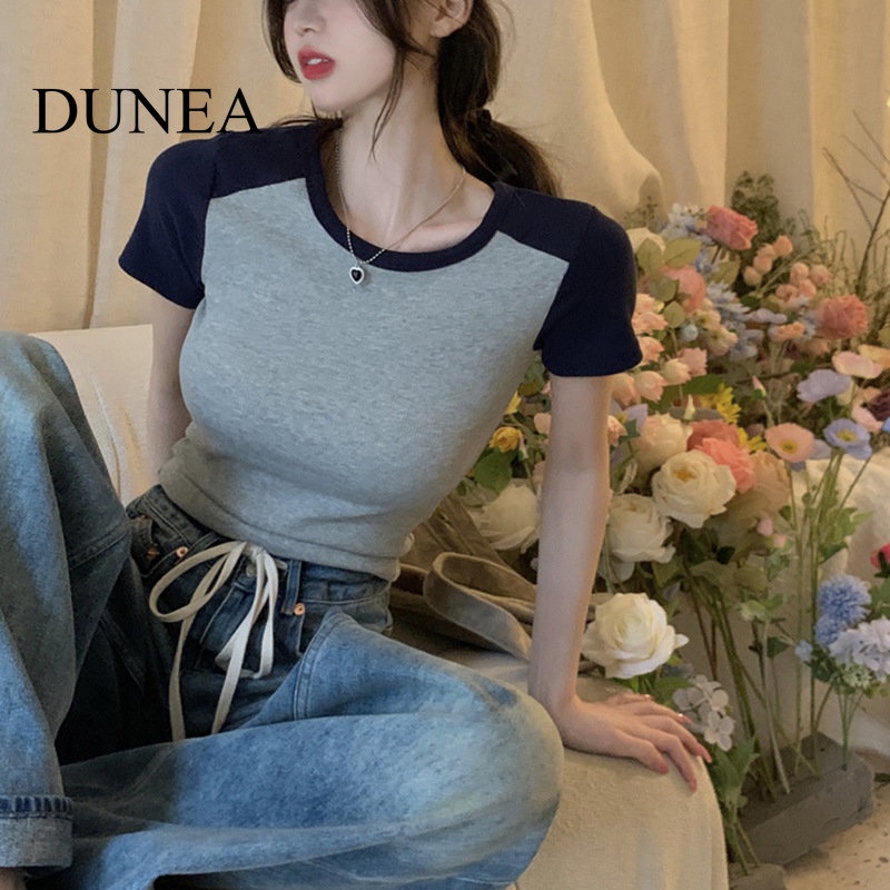 DUNEA Áo Thun Tay Ngắn Hở Vai Thời Trang Dành Cho Nữ