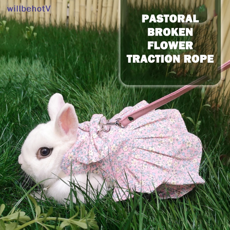 [WillbehotV] Bộ Áo Sát Nách + Chân Váy Hoa Mềm Mại Có Dây Dắt Cho Thú Cưng Đi Du Lịch [Mới]