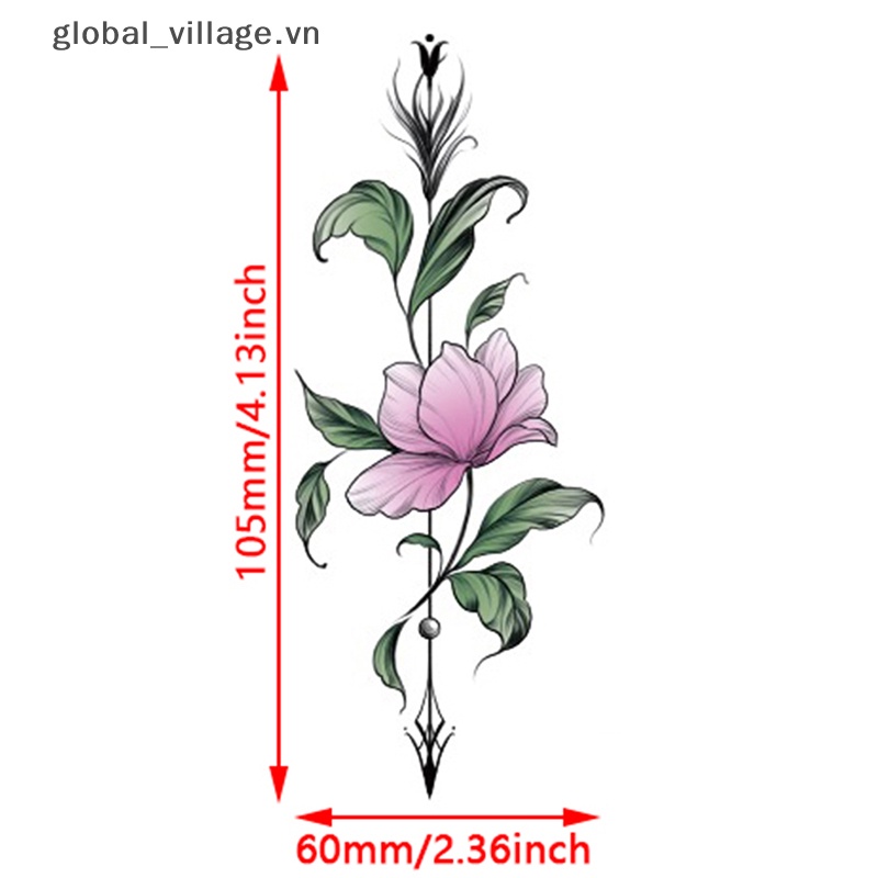 Hình Xăm Dán Tạm Thời Hình Hoa Hồng Và Bướm Màu Đen Chống Nước