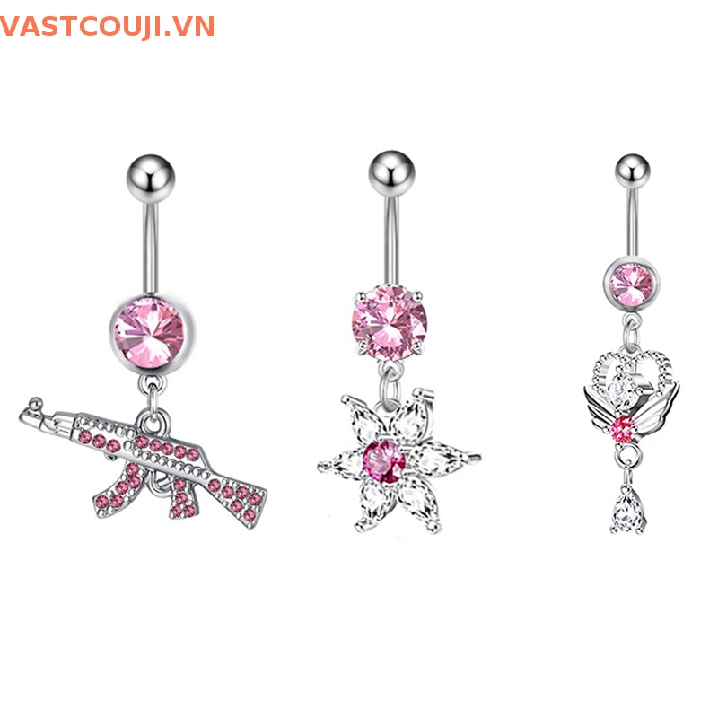 Khuyên Rốn Đính Đá Zircon Hình Trái Tim Thời Trang Cho Nữ