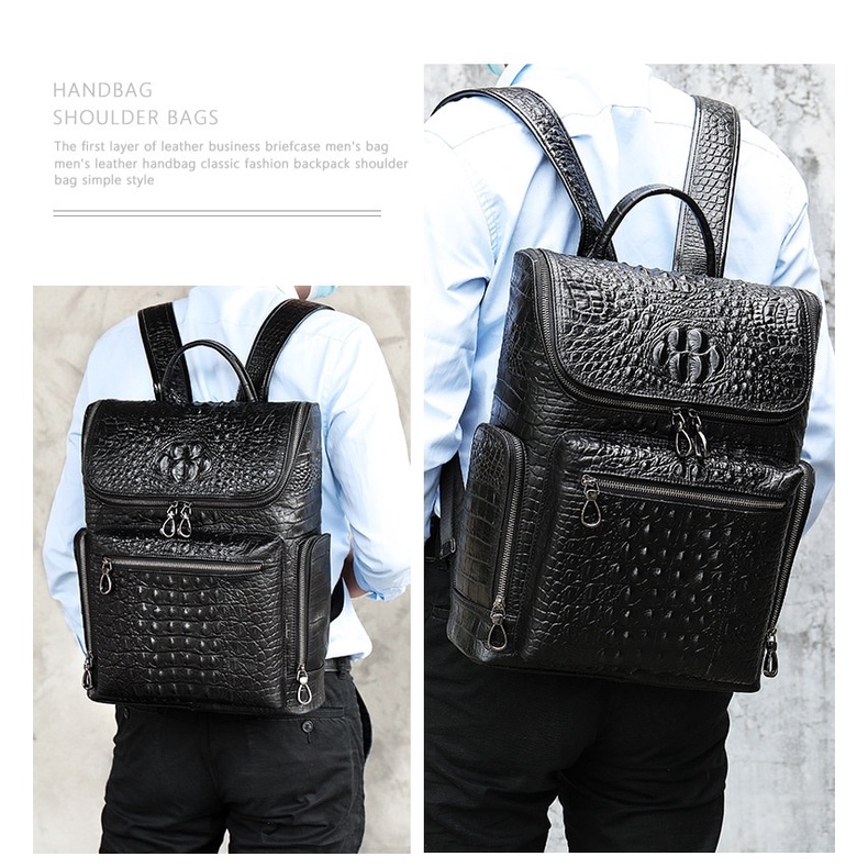 Balo DA THẬT CÁ SẤU chống thấm nước dành cho nam và nữ thời trang cá tính BEE GEE BLND9068