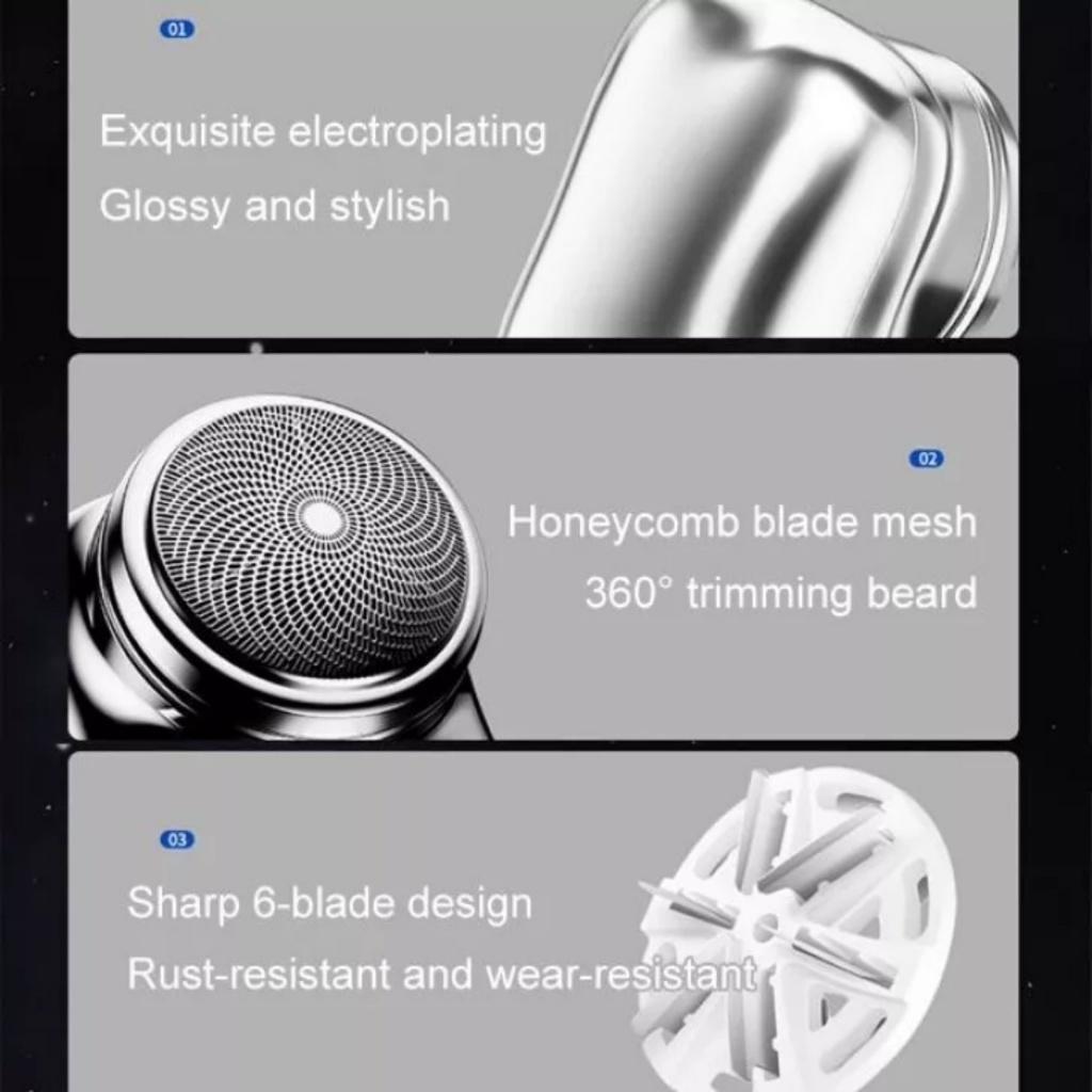 Máy cạo râu mini, Máy cạo râu 360 chống nước IPX7, Sạc USB siêu nhanh, mẫu 2023