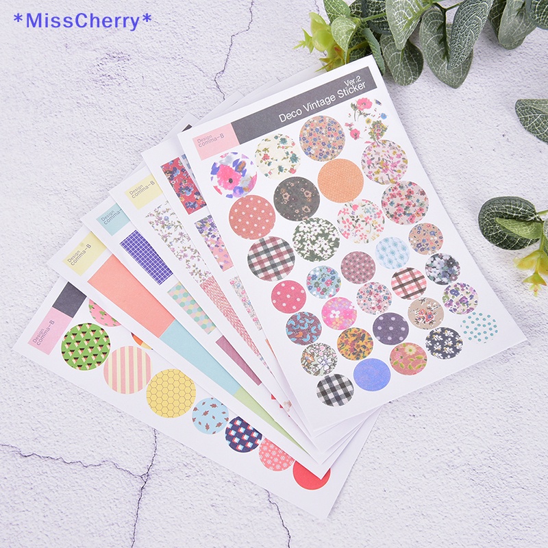 Set 6 Tấm Sticker Giấy Dán Trang Trí Sổ Tay Nhật Ký DIY Hình Hoa Phong Cách Vintage Mới