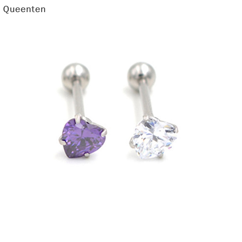 1 Khuyên Tai Nữ Đính Đá Zircon Hình Trái Tim 5 / 8mm Thời Trang