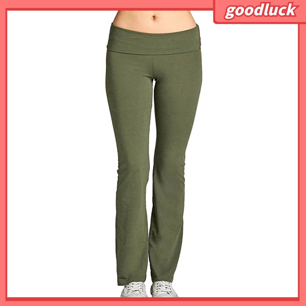 [ULK] Quần Legging Ống Loe Rộng Co Giãn Màu Trơn Dành Cho Nữ Tập Yoga / Gym