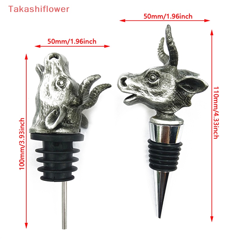 Nút Chặn Bảo Vệ Chai Rượu Chia Ngăn Hình Đầu Bò Bằng Hợp Kim Kẽm