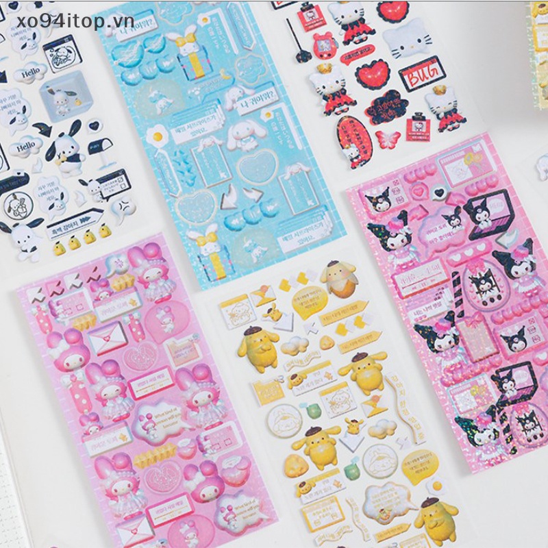 Set 2 Sticker Hello Kitty Bằng Pvc Trong Suốt Trang Trí Sổ Tay DIY
