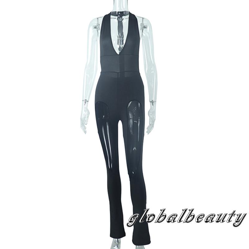 Bộ Áo Liền Quần Hai Dây Phối Lưới Mỏng Màu Trơn Dáng Ôm Thời Trang Mùa Hè Cho Bạn Gái