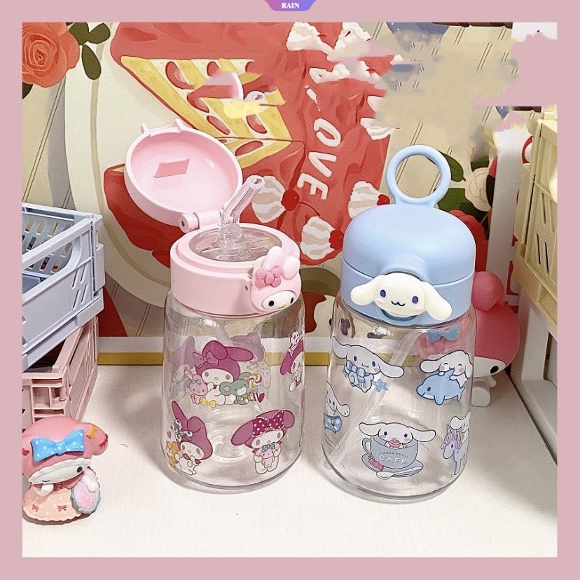 Bình Nước Thể Thao 400ML Bằng Nhựa Chống Rơi Họa Tiết Hoạt Hình Cinnamoroll My Melody Kuromi