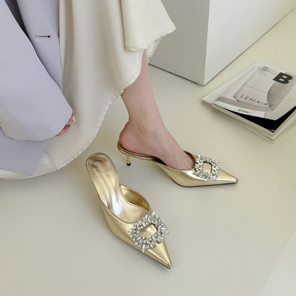 Duoya Tóc Thẳng ~ [Hàng Có Sẵn] Sandal Cao Gót Đính Đá Sang Trọng Cho Mẹ Và Con Gái