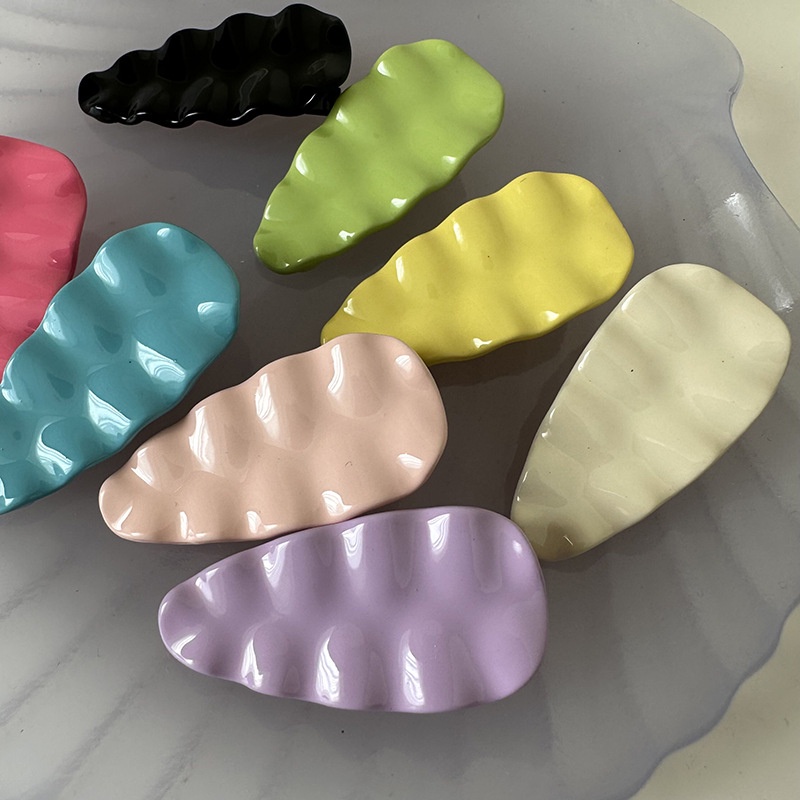 Kẹp Tóc Kim Loại Hình Bầu Dục Màu Kẹo Ngọt Phong Cách Mới Cho Nữ