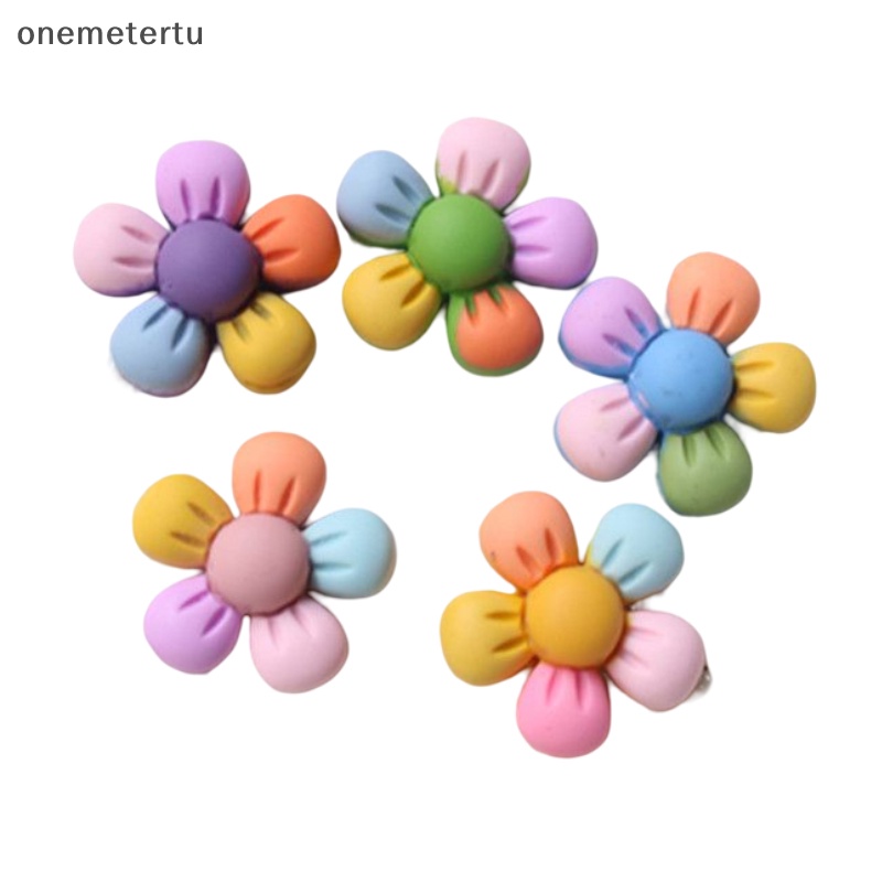 Set 10 Kẹp Tóc Hình Hoa Năm Cánh Nhiều Màu Sắc Bằng Nhựa Resin