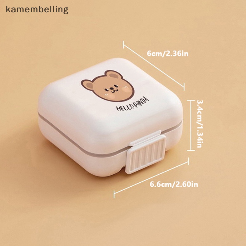 Hộp Đựng Thuốc Bằng Nhựa Hai Ngăn Họa Tiết Gấu Dễ Thương