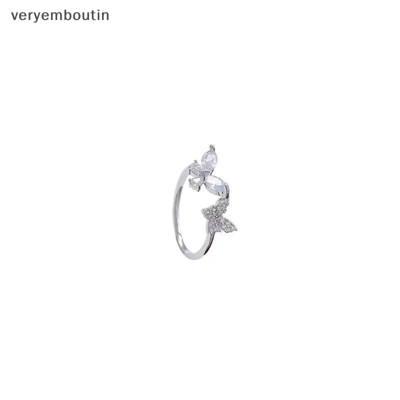 Nhẫn Hình Bướm Lấp Lánh Bằng Hợp Kim Thời Trang Hàn Quốc Có Thể Điều Chỉnh Cho Nữ