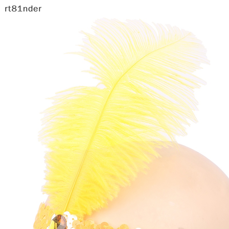 Rt Băng Đô Cài Tóc Đính Kim Sa Hình Lông Vũ Phong Cách Vintage