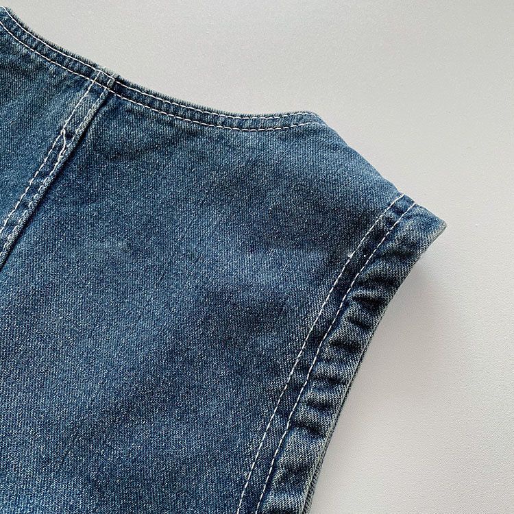 Áo Khoác Denim Không Tay Cổ Chữ V Thiết Kế Mới Thời Trang Mùa Thu Dành Cho Nữ