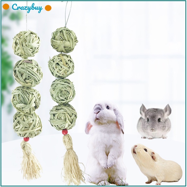 Cr Bóng Rơm Tự Nhiên Có Dây Treo Đồ Chơi Cho Thú Cưng Thỏ / Chuột Hamster Giảm Căng Thẳng