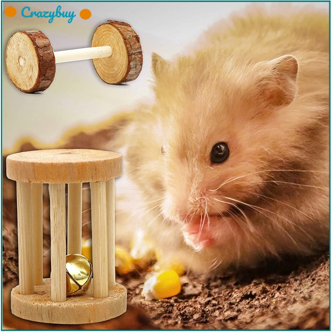 Cr Set 10 Đồ Chơi Chuông Gỗ Cho Chuột Hamster Gặm Cắn
