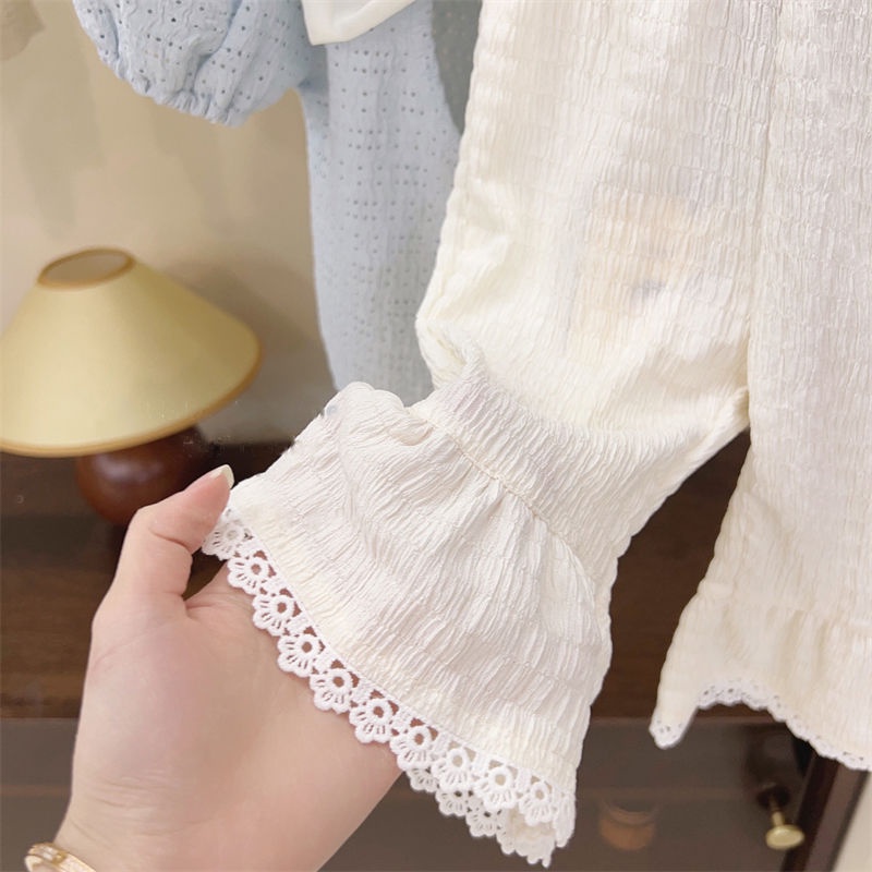 Set Áo Thun Tay Ngắn Và Quần Dài Phong Cách Hàn Quốc Thời Trang Mùa Hè Mới 2023 Dành Cho Bé Gái