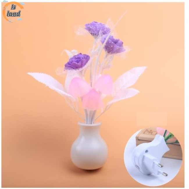 Đèn Ngủ Hình Cây Nấm Nhiều Màu Thông Minh Với Cảm Biến Ánh Sáng Phích Cắm US / EU