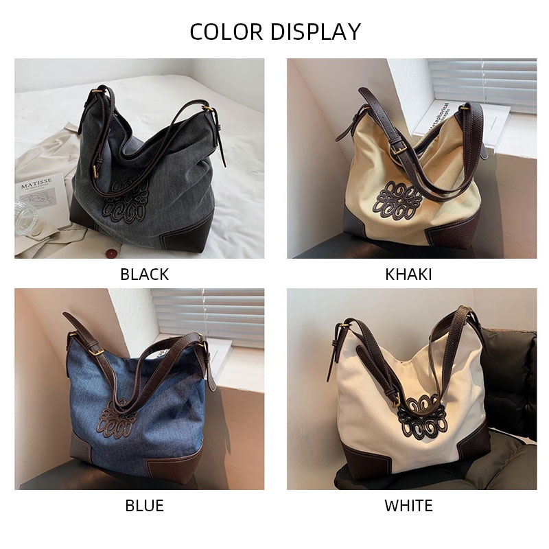 Túi tote Đeo Vai / Đeo Chéo Một Bên Vai Bằng Vải Bạt Sức Chứa Lớn Cho Nữ