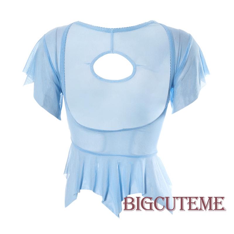 Áo Thun Tay Ngắn Cổ Thuyền Nhìn Xuyên Thấu Thời Trang Mùa Hè Cho Nữ