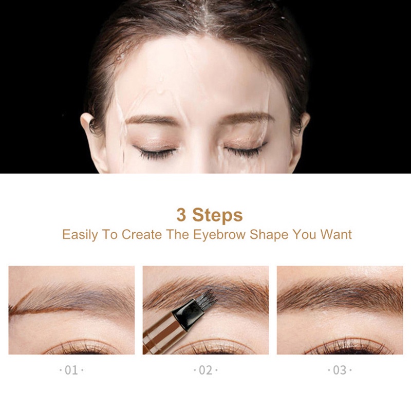 Bút Kẻ Lông Mày Dạng Lỏng Thiết Kế 4 Ngòi Không Thấm Nước Lâu Trôi