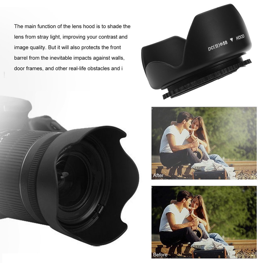 58Mm Lens Hood Screw Mount Flower Shape For Canon Camera Dc-Sn Filters Accessories [Q/6]