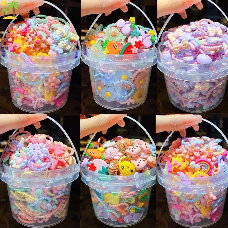 Bộ 20 Dây Buộc Tóc Cao Su Họa Tiết Hoạt Hình Nhiều Màu Phong Cách Hàn Quốc Cho Bé Gái