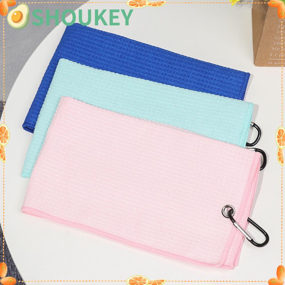 SHOUHOU Khăn lau tay 30*50cm cotton thấm hút nước tốt có móc khóa carabiner 8 màu sắc