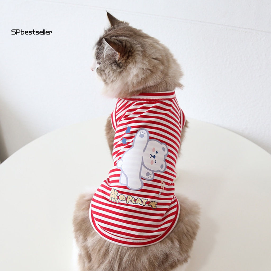 Spbestsellkr Áo Thun Họa Tiết Sọc Thoáng Khí Quyến Rũ Cho Thú Cưng Trong Lễ Hội