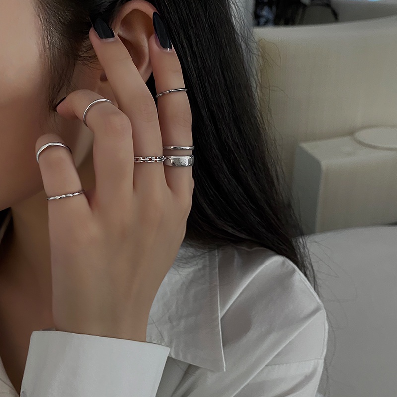 Nhẫn Thiết Kế Tối Giản Phong Cách hip hop Hàn Quốc Thời Trang Cho Nữ