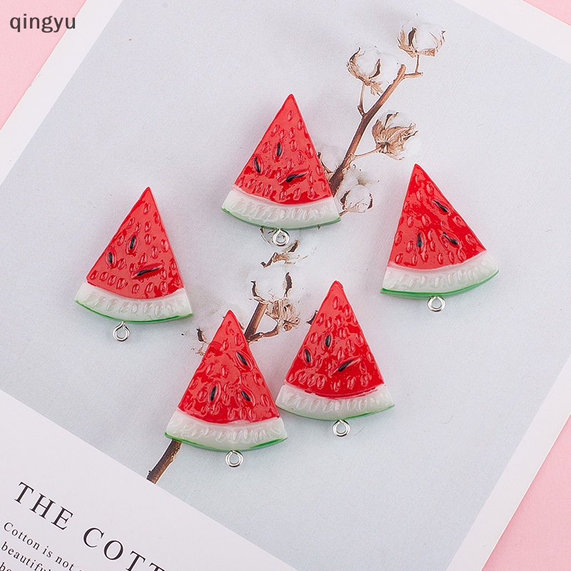 Set 10 Mặt Vòng cổ / Móc Tai / Vòng cổ Hình Trái Dưa Hấu Bằng Resin