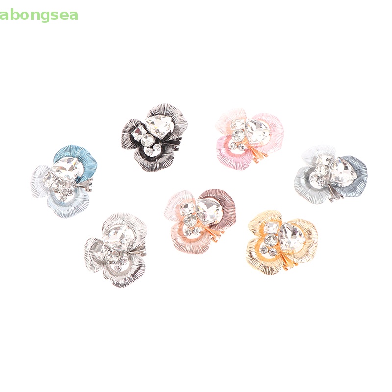 Abongsea Kẹp Cài Khóa Giày Cao Gót Hình Hoa Đính Đá Thanh Lịch Cho Nữ