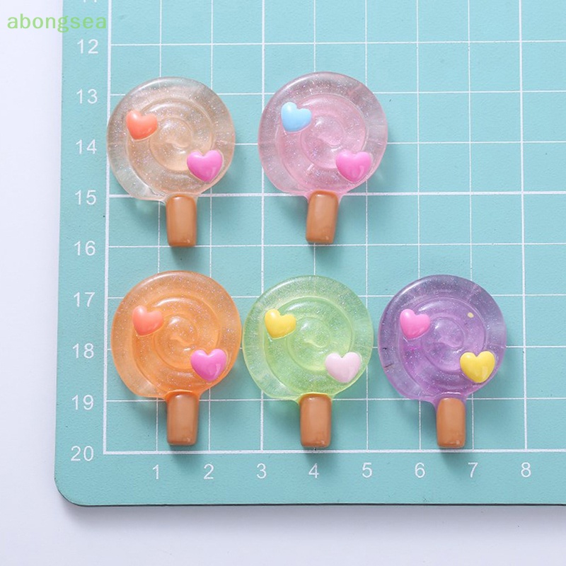 Bộ 5 Kẹo Mút Giả Trong Suốt Bằng Nhựa Resin Trang Trí Sổ Tay DIY