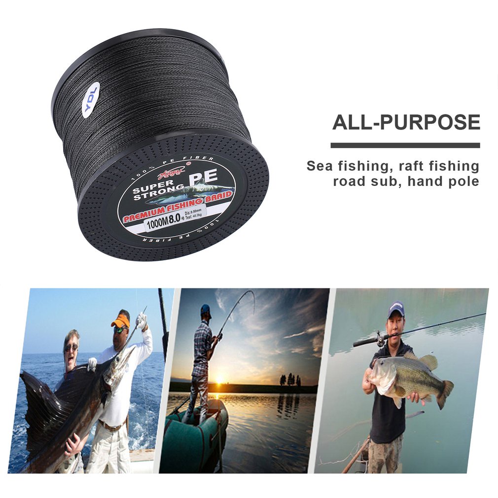Yudeli 1000M Super Strong Pe Braided Fishing Line Abrasion Resistant 0.5Mm 40.2Kg Zero Stretch Accessories [Q/4]