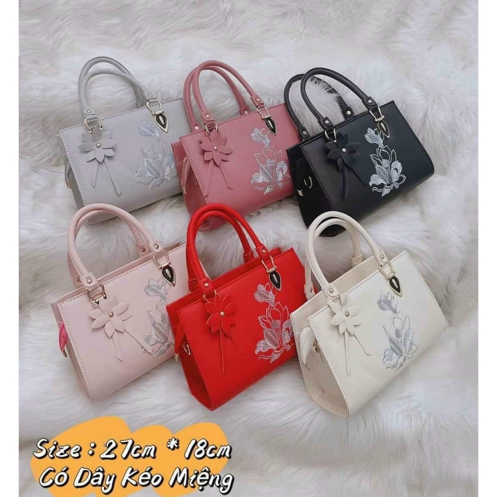 Túi xách nữ đeo chéo cầm tay thời trang công sở HOKOBI hoạ tiết thêu hoa hồng sang trọng TDC306