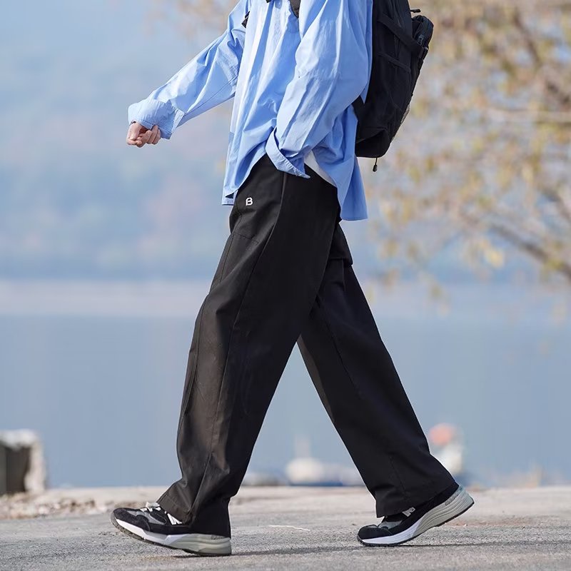 Quần Dài Ống Rộng Màu Sắc Đơn Giản Phong Cách Retro Mỹ