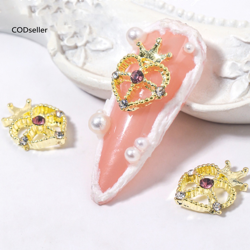 Set 10 Phụ Kiện Trang Trí Móng Tay Hình Vương Miện Trái Tim Lấp Lánh