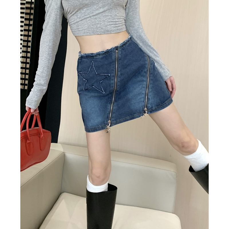 Chân Váy Denim Lưng Cao Thời Trang Mùa Hè Dành Cho Nữ