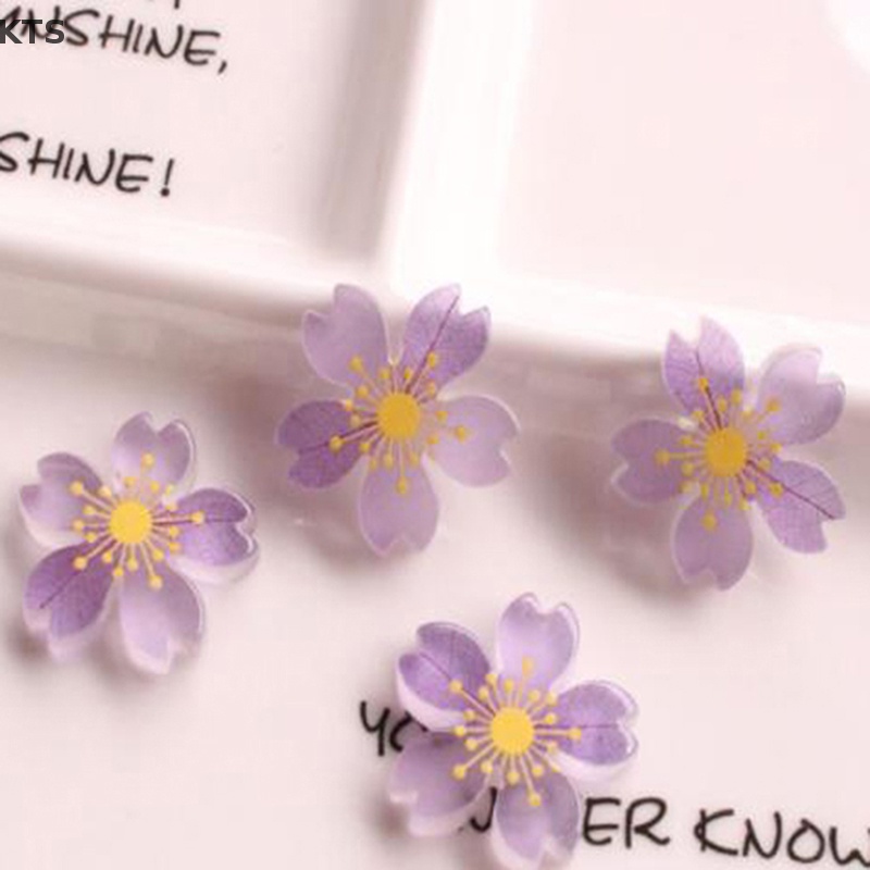 Set 10 Hoa Anh Đào Nhựa Dạ Quang Trang Trí Màu Sắc Ngẫu Nhiên