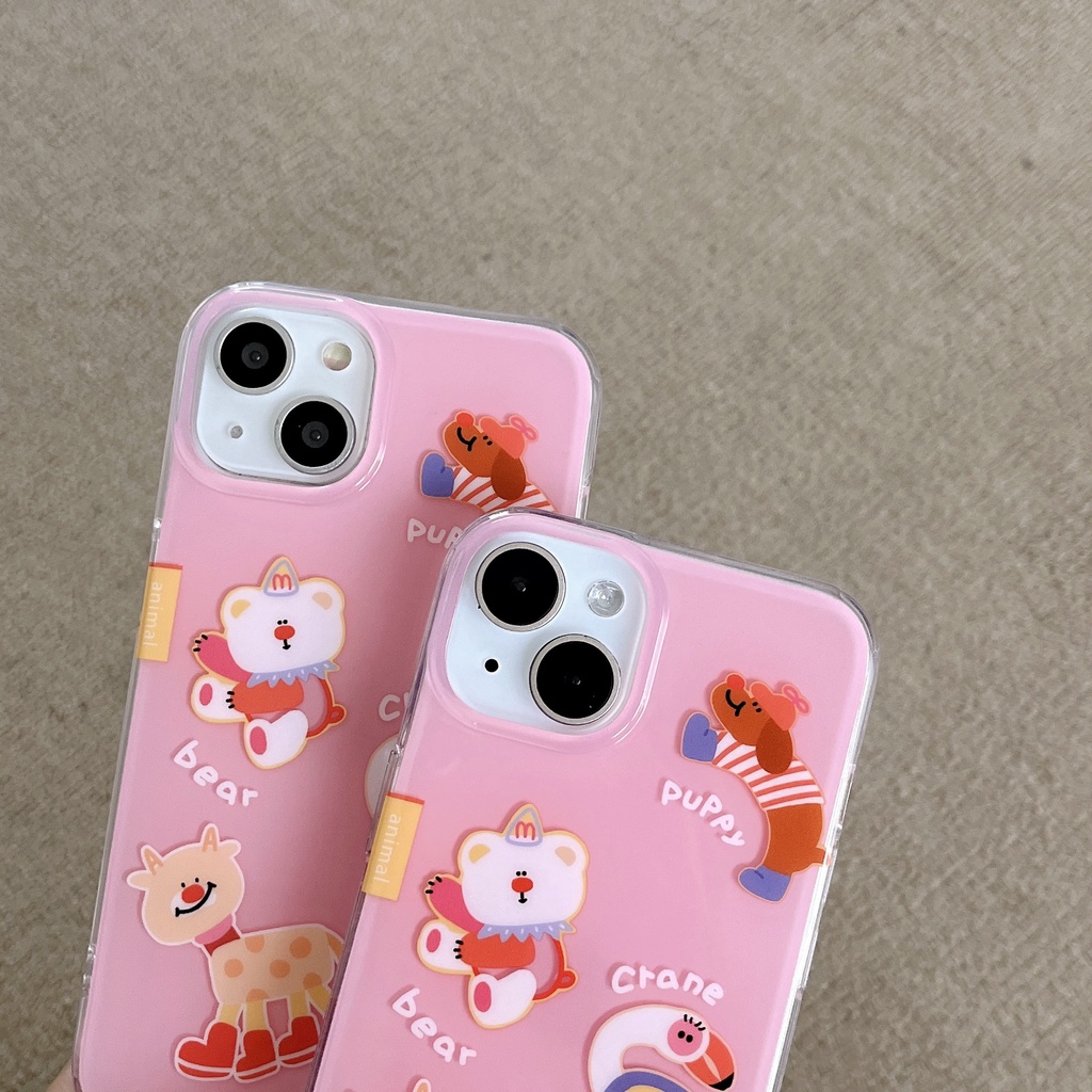 Ốp Điện Thoại Chống Sốc Hai Mặt Họa Tiết Sở Thú Kèm Dây Đeo Cho IPhone 14 13 12 11 Pro Max