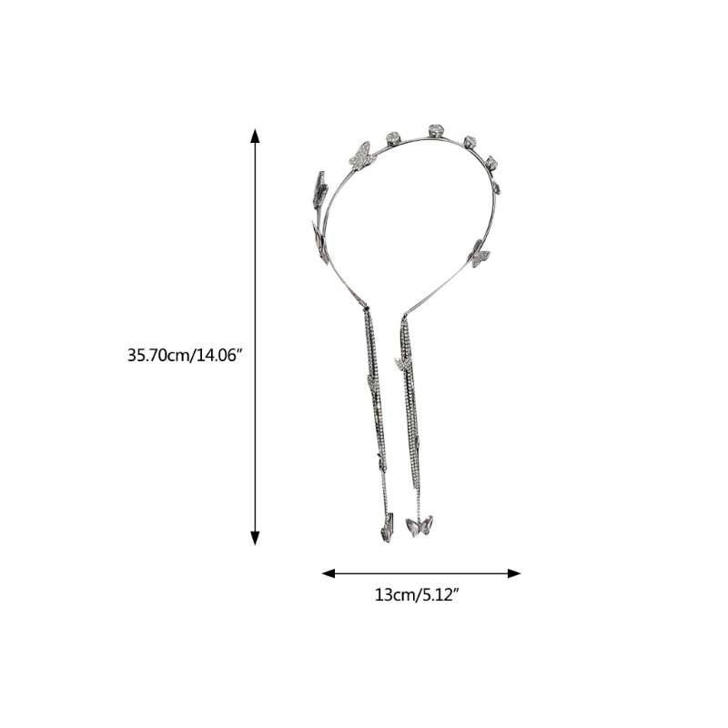 Cài Tóc Hình Bướm Đính Đá Lấp Lánh Phối Tua Rua Dài Dễ Thương Cho Bé Gái