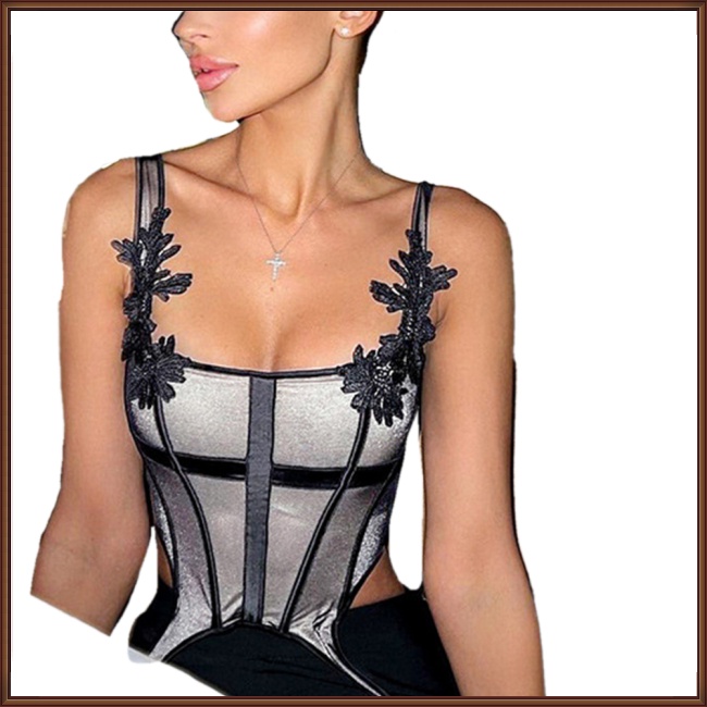 Áo Thun 95% Polyester 5 Spandex Hai Dây Ôm Eo Phong Cách Âu Mỹ Gợi Cảm Thời Trang