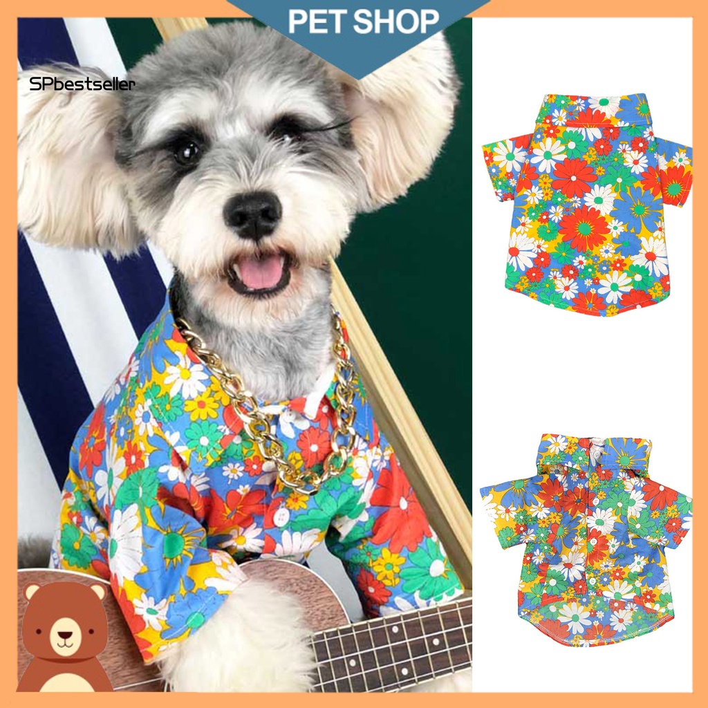 Áo Cotton Thoáng Khí In Họa Tiết Hoa Thời Trang Cho Thú Cưng