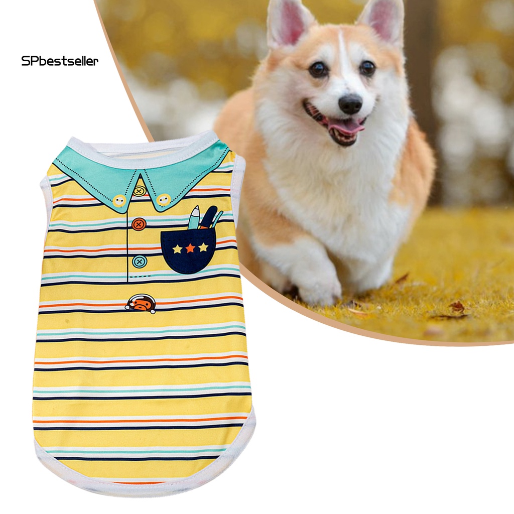 Áo Thun Cotton Họa Tiết Sọc Hoạt Hình Cho Thú Cưng